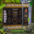 Ayurvedic Oudh Masala Incense packaging with green leaves and smoke in the background