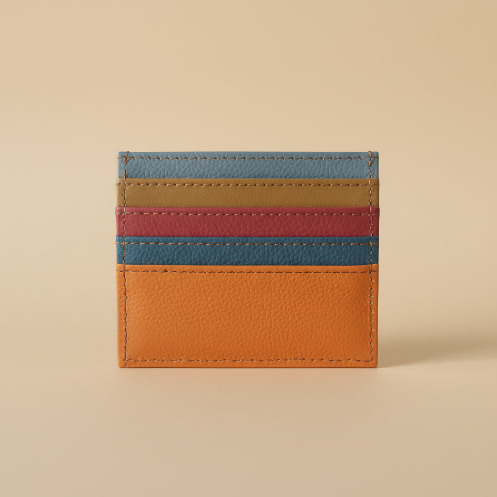 Multicolor Leather Card Holder – Slim Minimalist Wallet