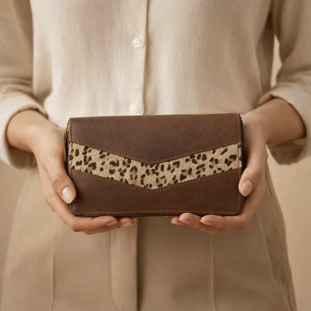 Cowhide Leather Clutch Wallet – Handmade Leather Purse – 01