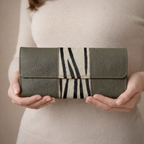 Cowhide & Leather Clutch Wallet – Handmade Zebra Pattern – 03