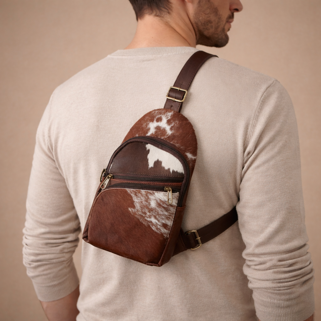 Cowhide Leather Crossbody Backpack – 01