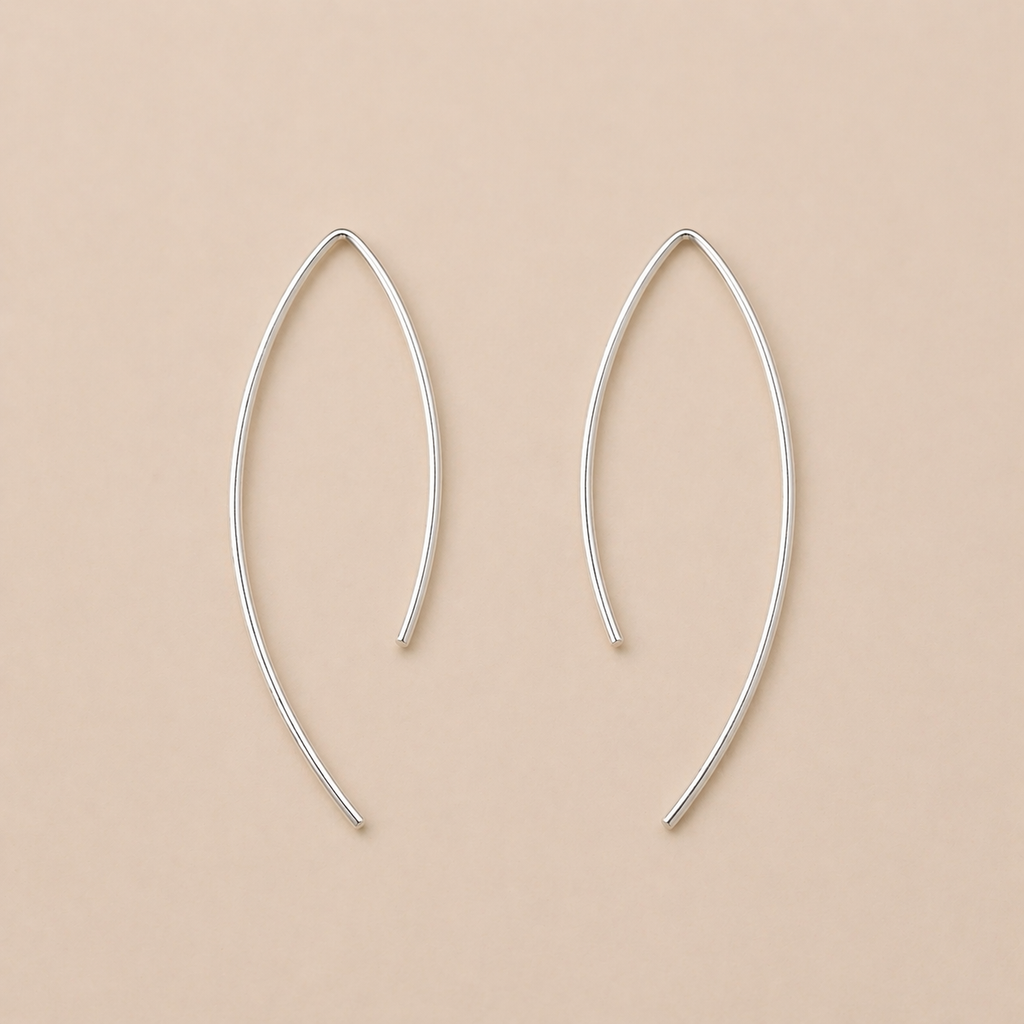Elongated Sterling Silver Hook Earrings – Pure Minimal Form