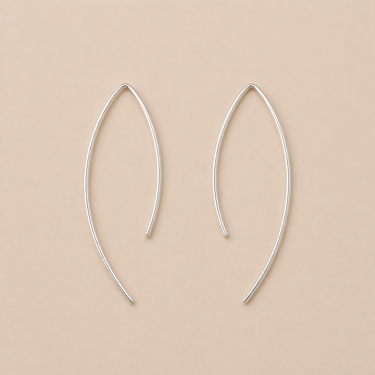 Elongated Sterling Silver Hook Earrings – Pure Minimal Form