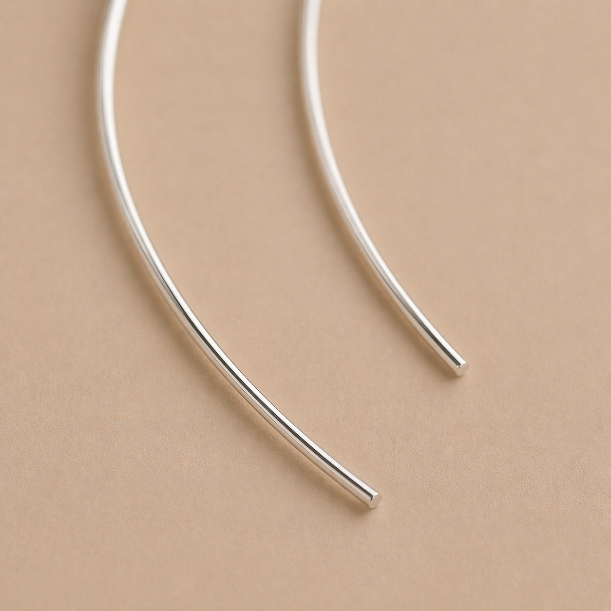 Elongated Sterling Silver Hook Earrings – Pure Minimal Form