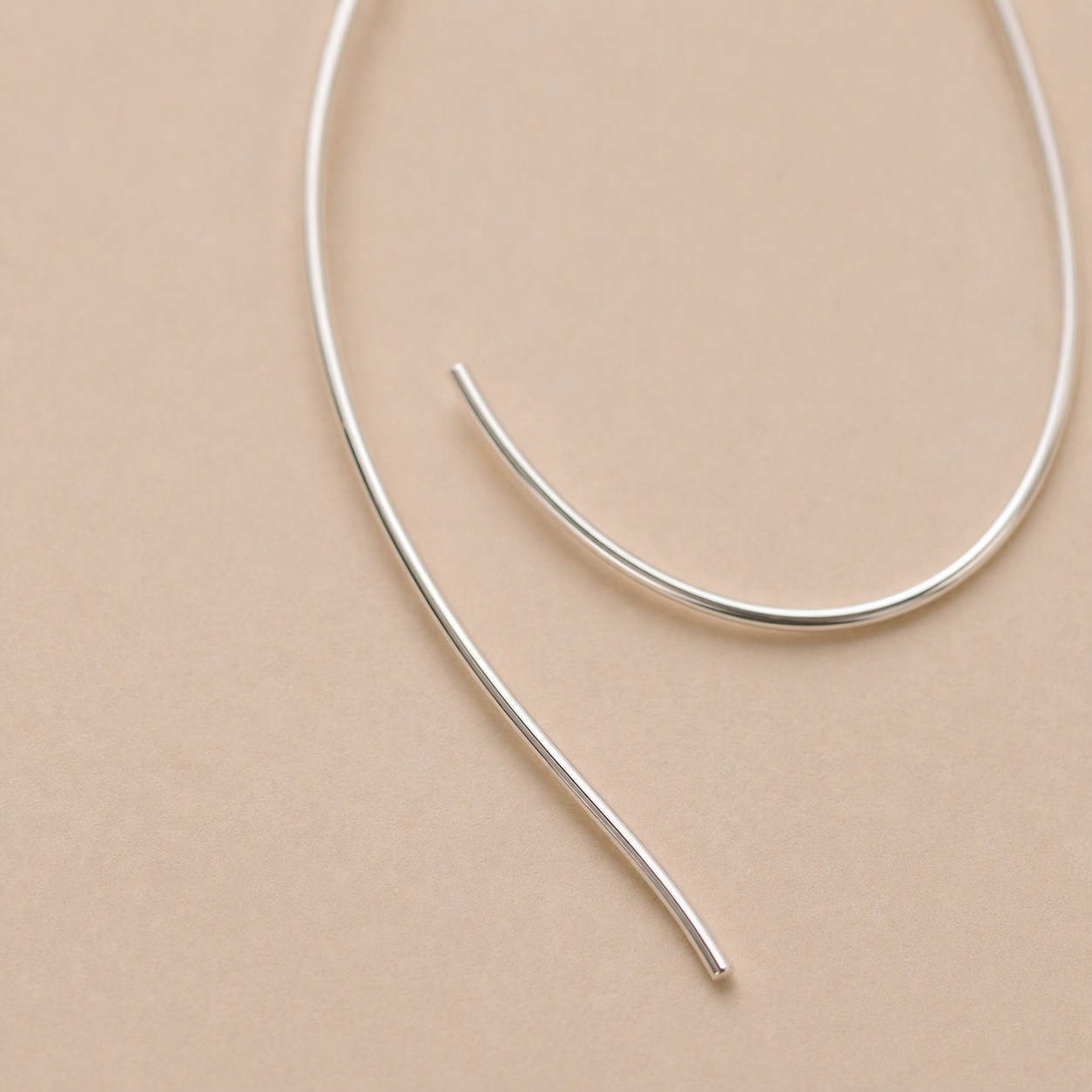 Elongated Sterling Silver Hook Earrings – Pure Minimal Form 2