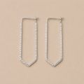 Elongated Sterling Silver Geometric Hook Earrings