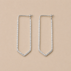Elongated Sterling Silver Geometric Hook Earrings