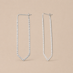 Elongated Sterling Silver Geometric Hook Earrings