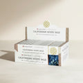 Two boxes of Californian White Sage on a white background