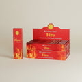 Red boxes of Garden Fresh Fire incense sticks on a white background
