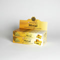Two boxes of Garden Fresh Metal incense sticks on a white background