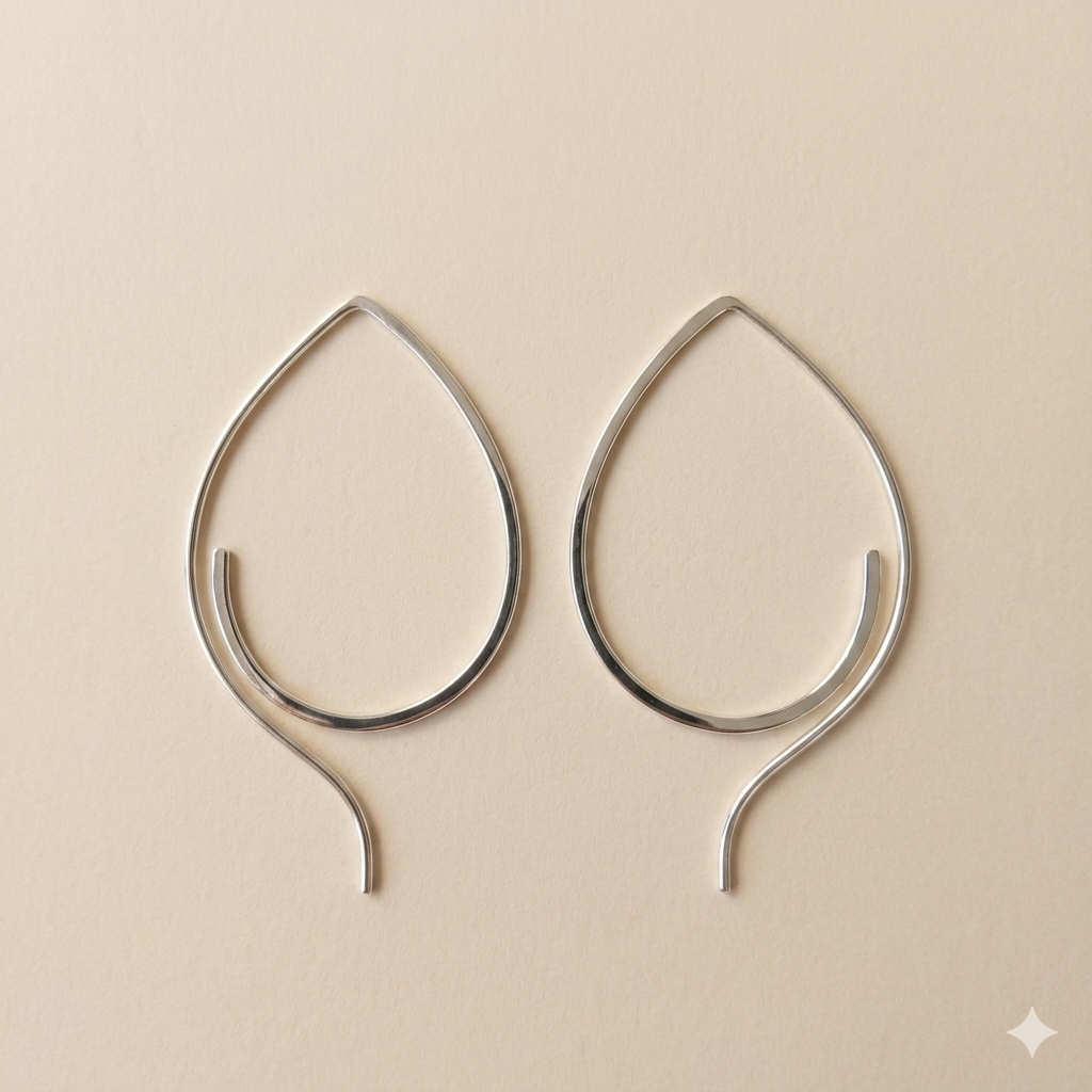 Elongated Sterling Silver Hook Earrings – Pure Minimal Form 2