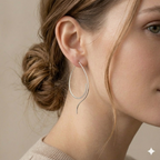 Elongated Sterling Silver Hook Earrings – Pure Minimal Form 2
