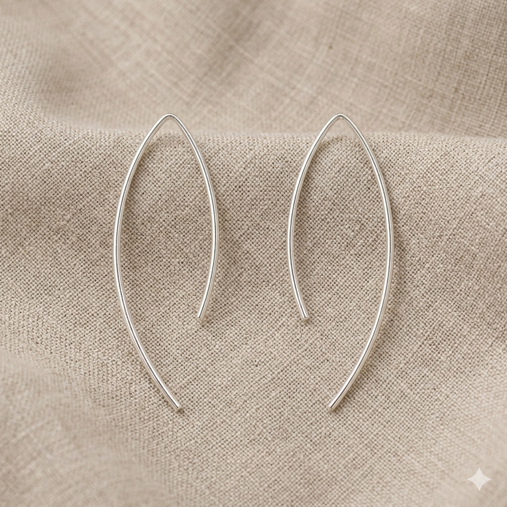 Elongated Sterling Silver Hook Earrings – Pure Minimal Form