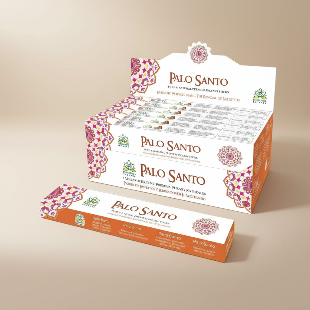 Himalaya Palo Santo incense packaging with product details on a white background
