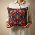 Kashmir Atelier – Zafar Geometric Cushion Cover (40x40 cm)
