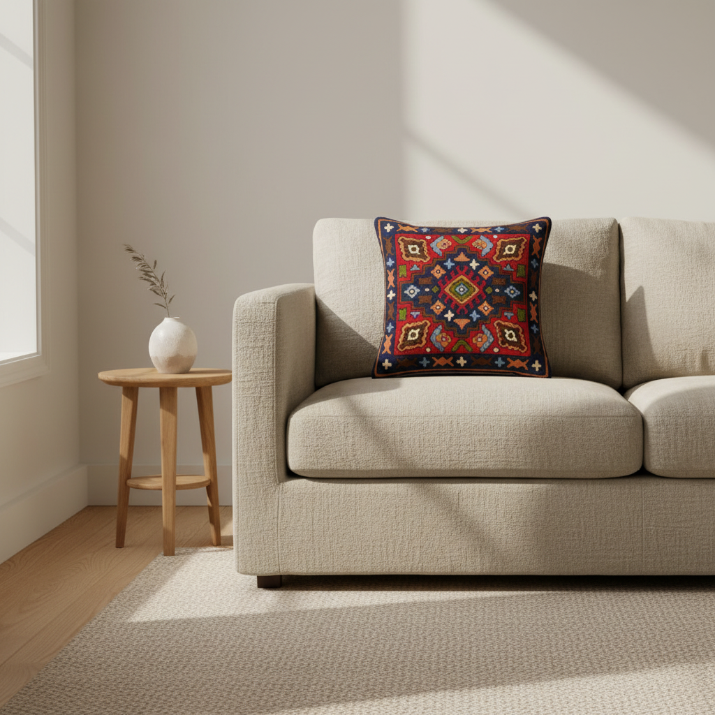 Kashmir Atelier – Zafar Geometric Cushion Cover (40x40 cm)