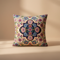 Decorative pillow with floral pattern on a beige background