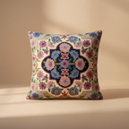 Decorative pillow with floral pattern on a beige background