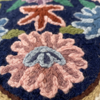 Decorative pillow with floral patterns on a plain background