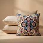 Kashmir Atelier – Soft Bloom Medallion Cushion (40×40 cm)