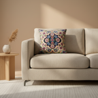 Kashmir Atelier – Soft Bloom Medallion Cushion (40×40 cm)