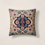Decorative pillow with floral pattern on a plain background