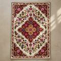 Decorative rug with floral patterns on a white background