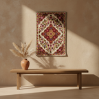 Decorative rug with floral patterns on a white background