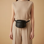 Black Leather Money Belt – Minimal Everyday Waist Bag – 01