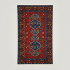 Decorative rug with geometric pattern on a plain background