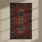 Nomad Line — Crimson Medallion Field (92 × 152 cm)