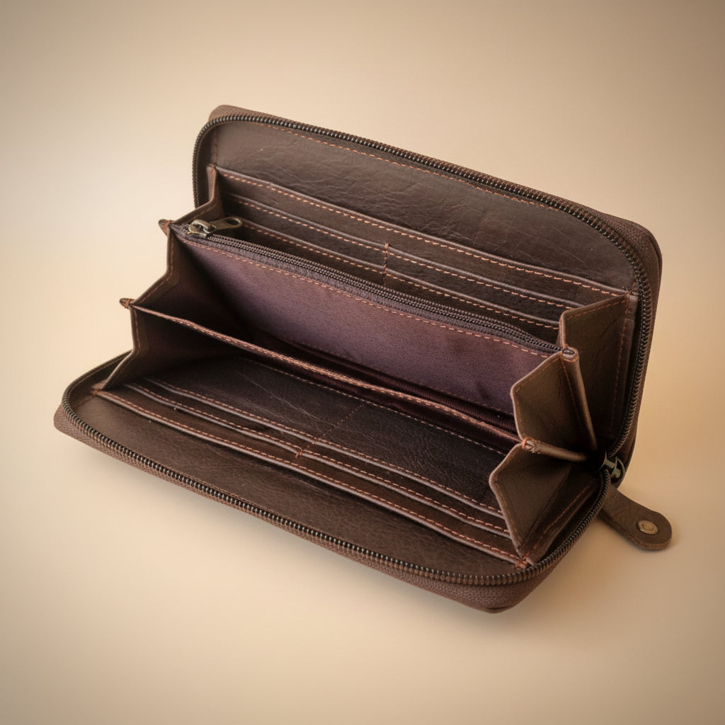 Hair-On Leather Zip Wallet Clutch – Brown Dual Tone Edition 02