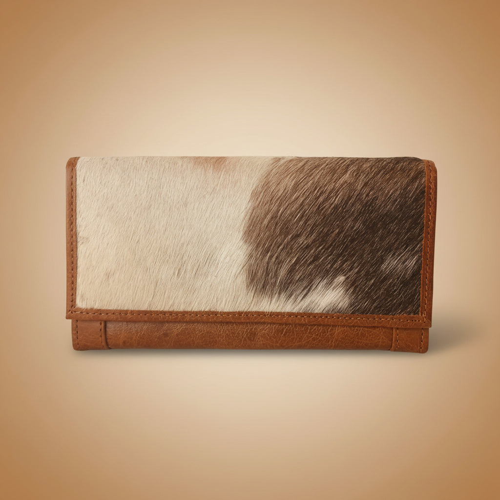 Wallet with fur-like texture on a white background