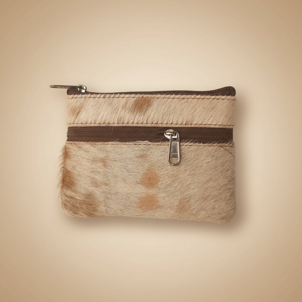 Mini Leather Coin Purse with Natural Hair – Compact Everyday Essential 08