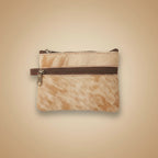 Small pouch with a zipper on a light gray background