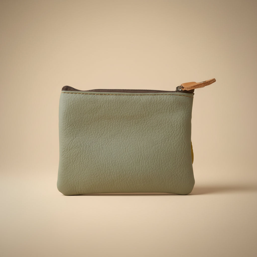 Color Block Leather Coin Wallet – Compact Zip Pouch 02