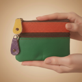 Color Block Leather Coin Wallet – Compact Zip Pouch 03