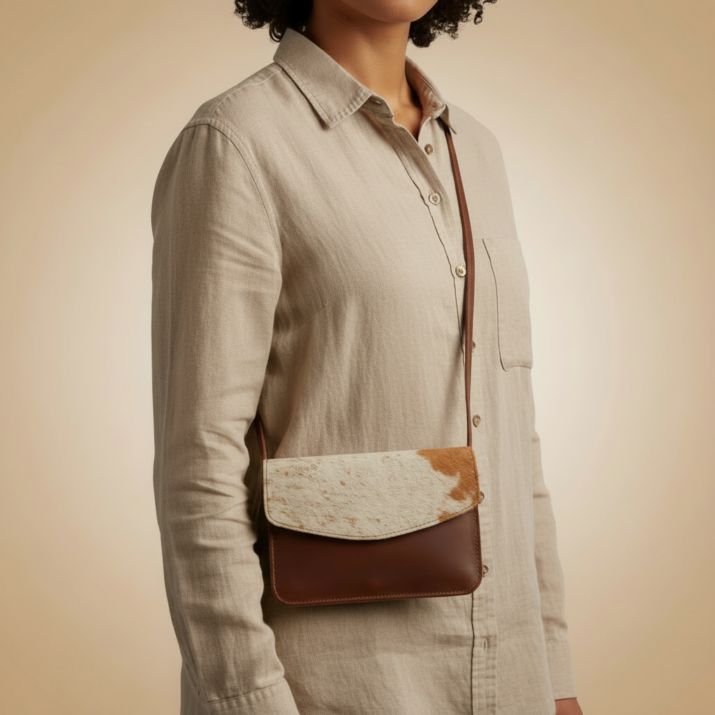 Hair-On Hide Leather Crossbody Bag – Compact Everyday Essential 15