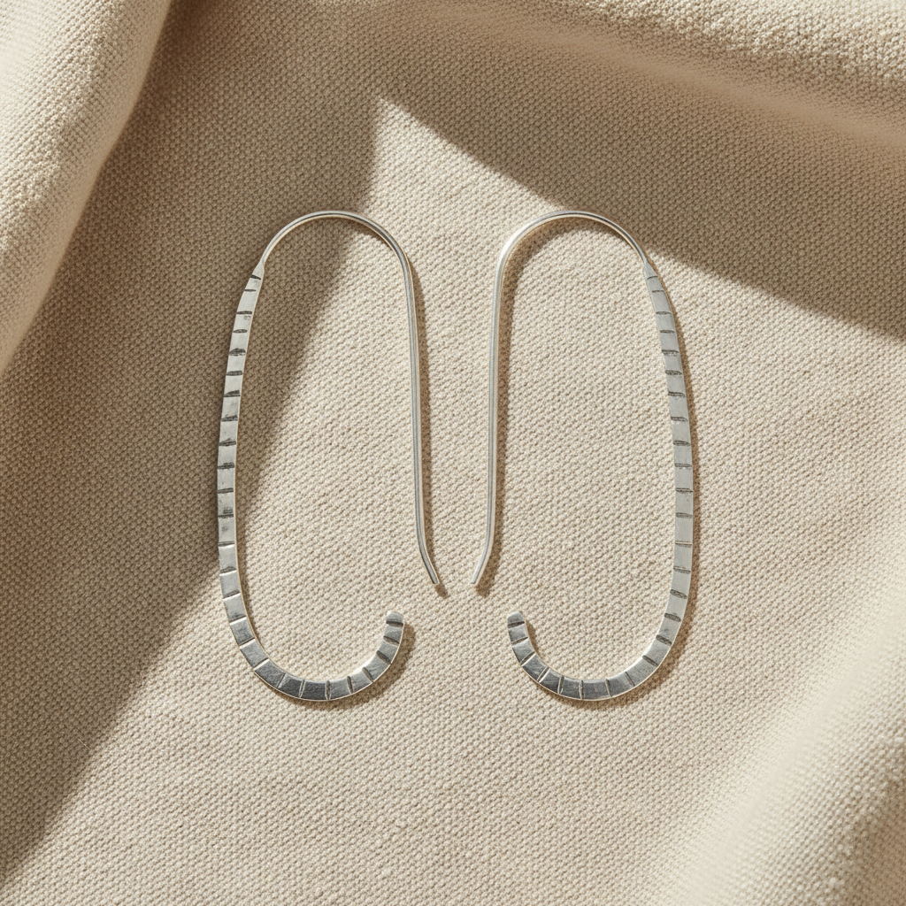 Sculpted Sterling Silver Hook Earrings – Elegant Minimal Form