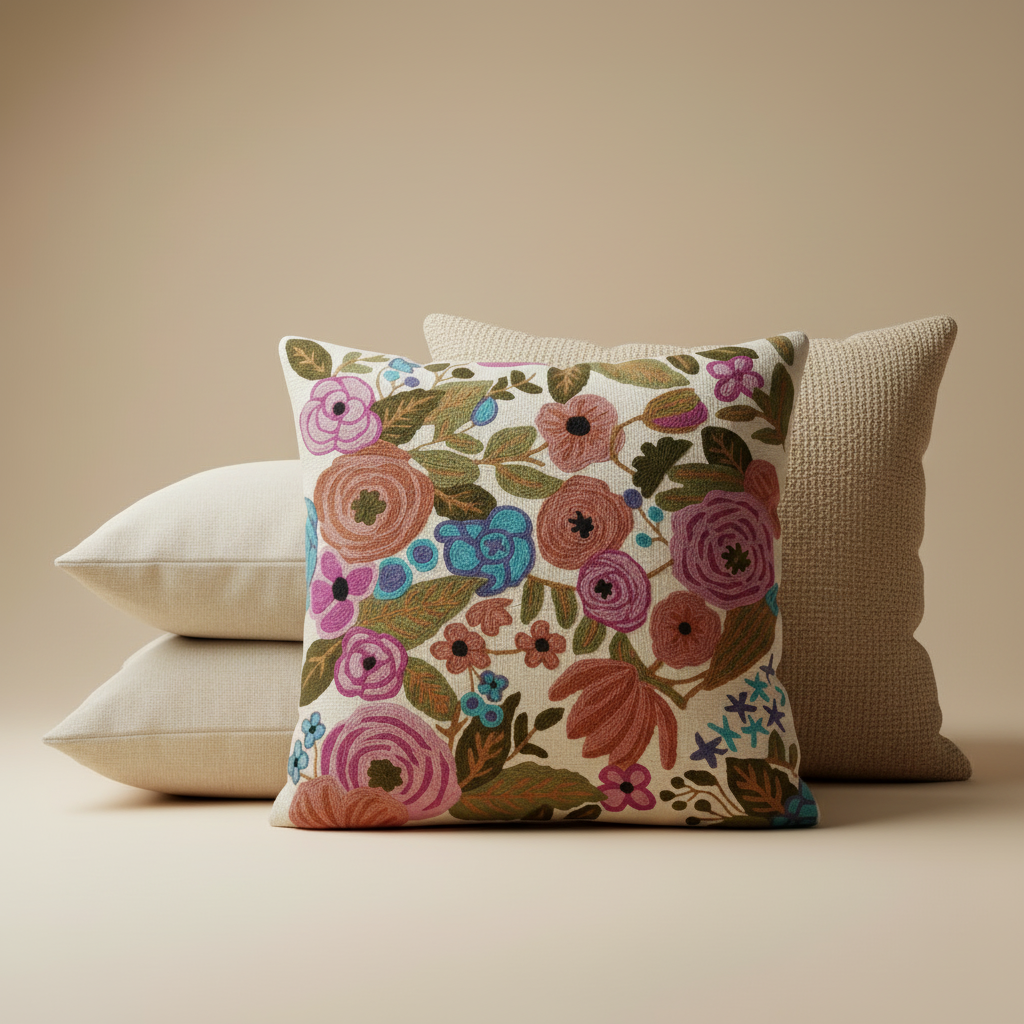 Kashmir Atelier – Yasmin Garden Cushion (45 × 45 cm)