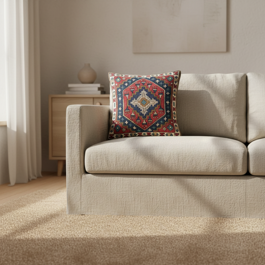 Kashmir Atelier – Arman Tribal Medallion Cushion (45 × 45 cm)