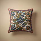 Decorative pillow with floral patterns on a beige background