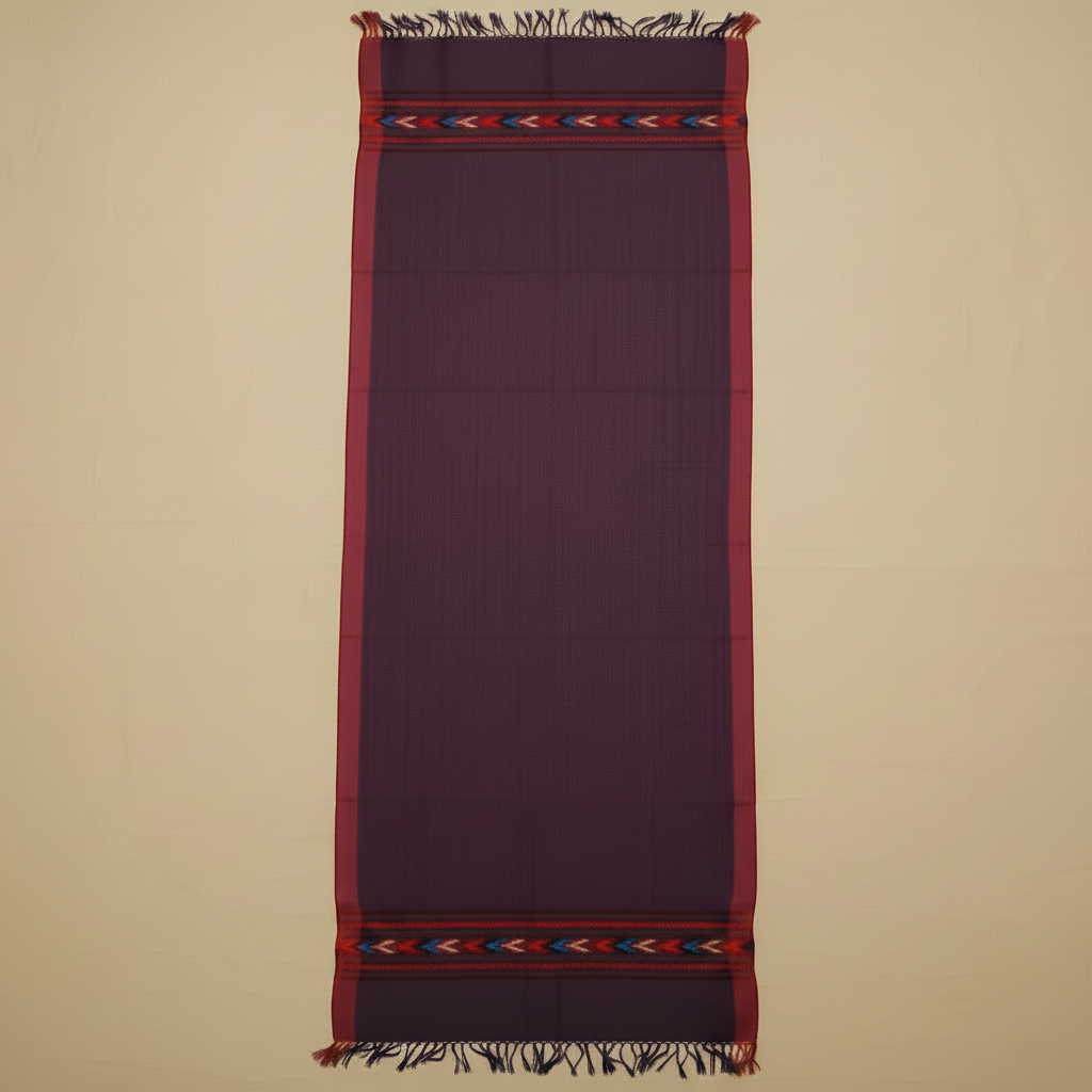 Burgundy Kullu Wool Stole – Handwoven Himalayan Textile