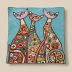 Kashmir Atelier – Whimsical Cats Cushion (45×45 cm)