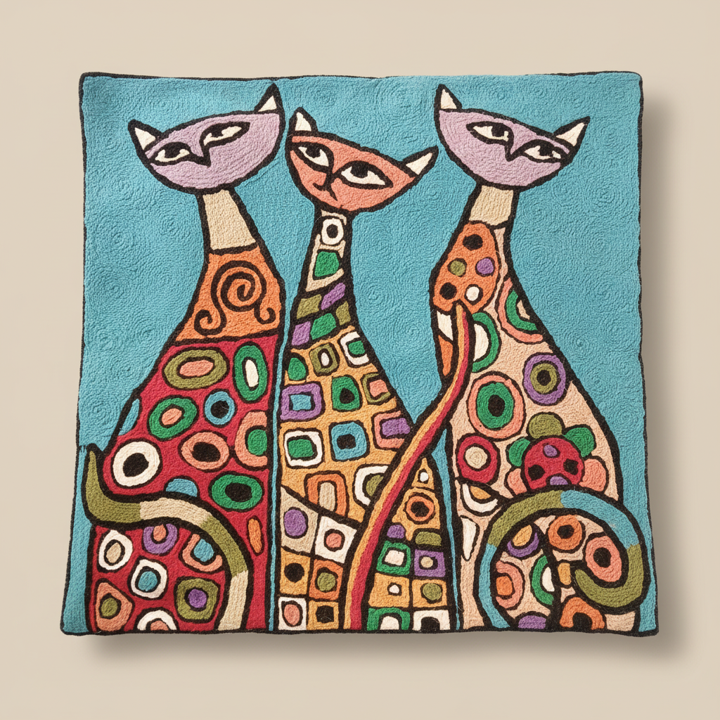 Kashmir Atelier – Whimsical Cats Cushion (45×45 cm)