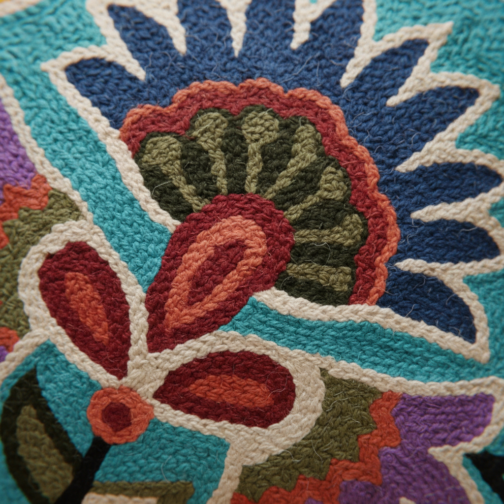 Kashmir Atelier – Zoya Turquoise Bloom Cushion (45 × 45 cm)