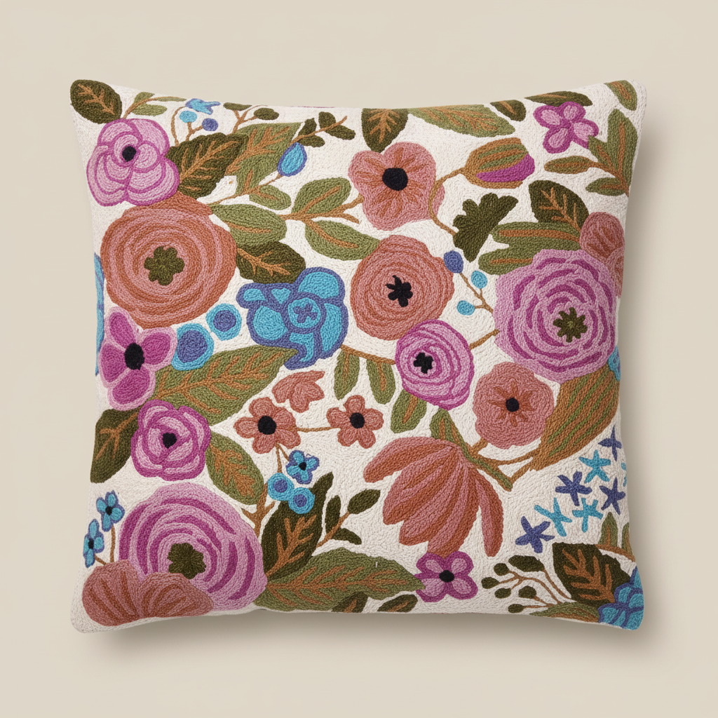 Kashmir Atelier – Yasmin Garden Cushion (45 × 45 cm)