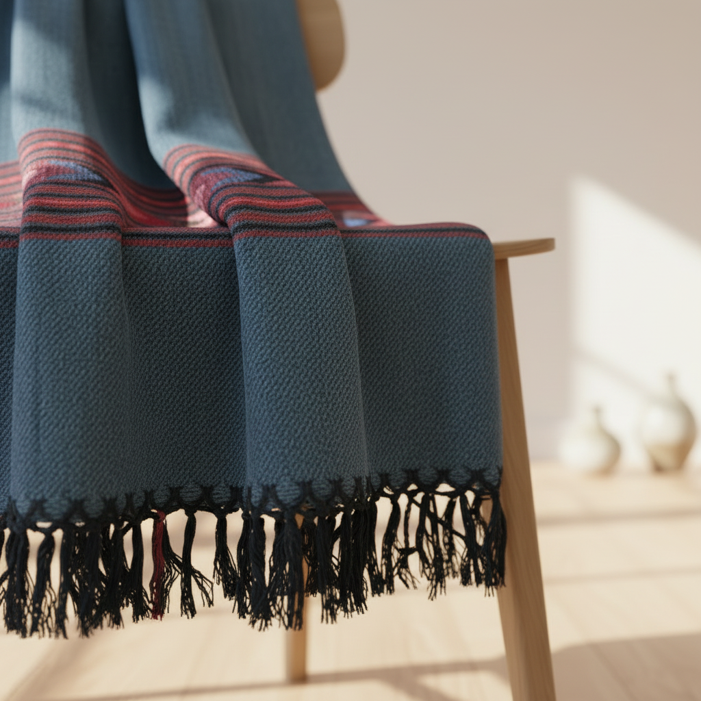 Kullu Wool Stole – Handwoven Himalayan Textile in Blue