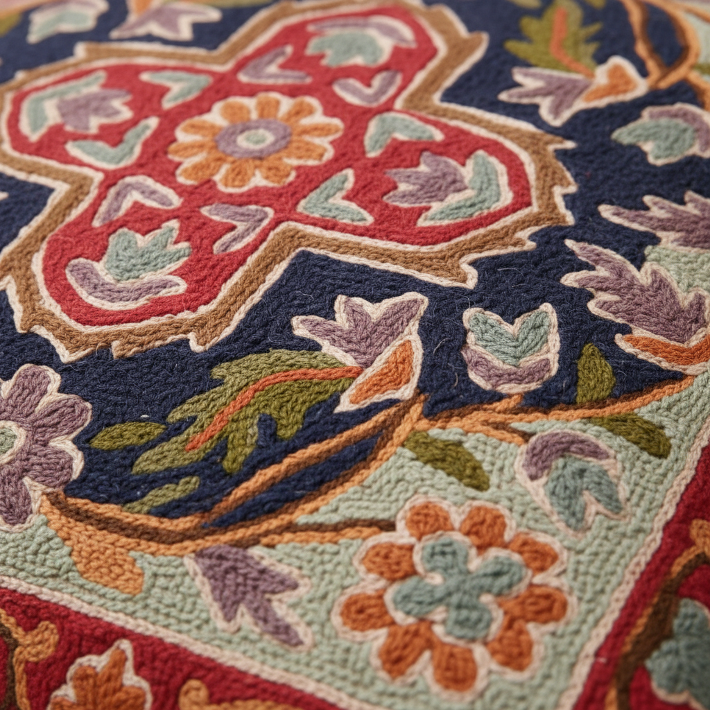 Kashmir Atelier – Garden Cross Cushion (40x40 cm)